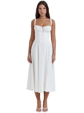 House of CB White Corset Midi Dress with Front Slit